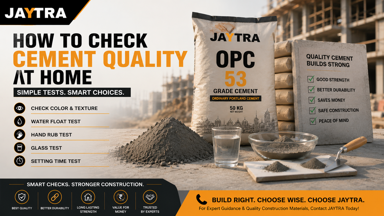 JAYTRA Guide: How to Check Cement Quality at Home.